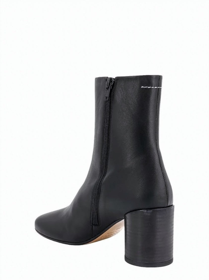 Mm6 By Maison Margiela Minimalist Black Leather Ankle Boots