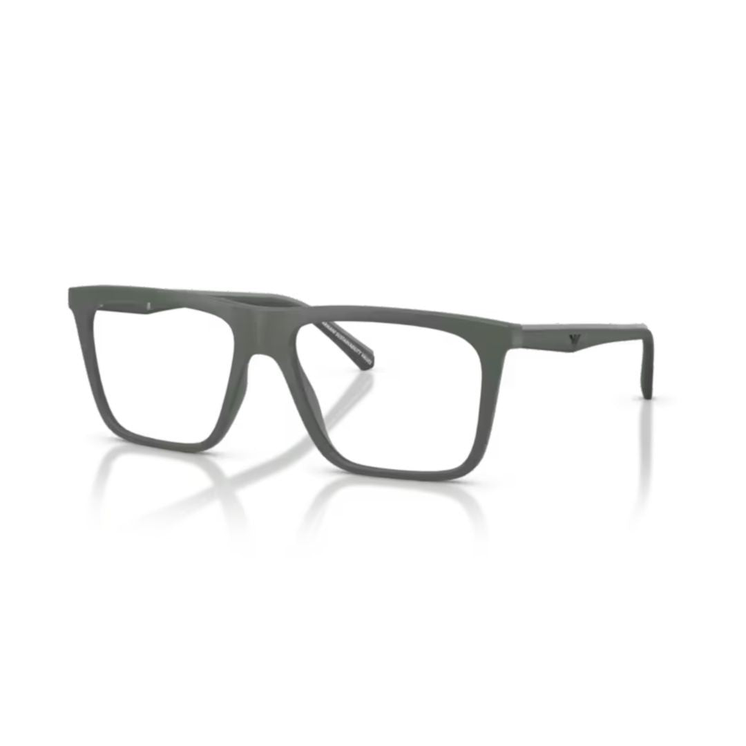 Emporio Armani 0Ea4258 Rectangular Matte Green Eyeglasses With Subtle Logo Detail