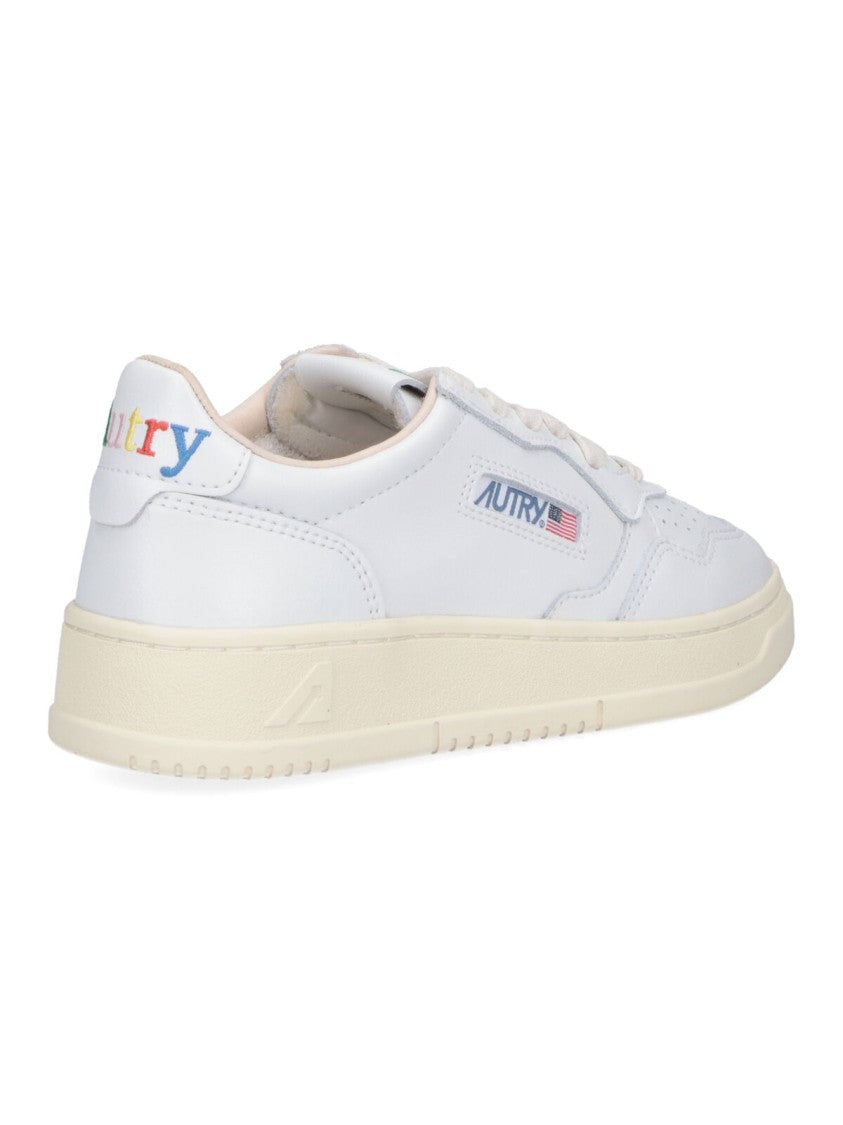 Autry White Leather Low-Top Sneakers With Vintage Perforated Detailing