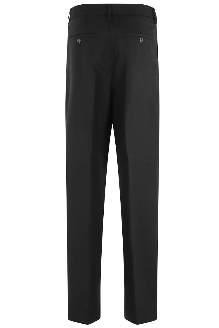 Soeur Curved Pleat Ankle-Length Straight Pants In Virgin Wool