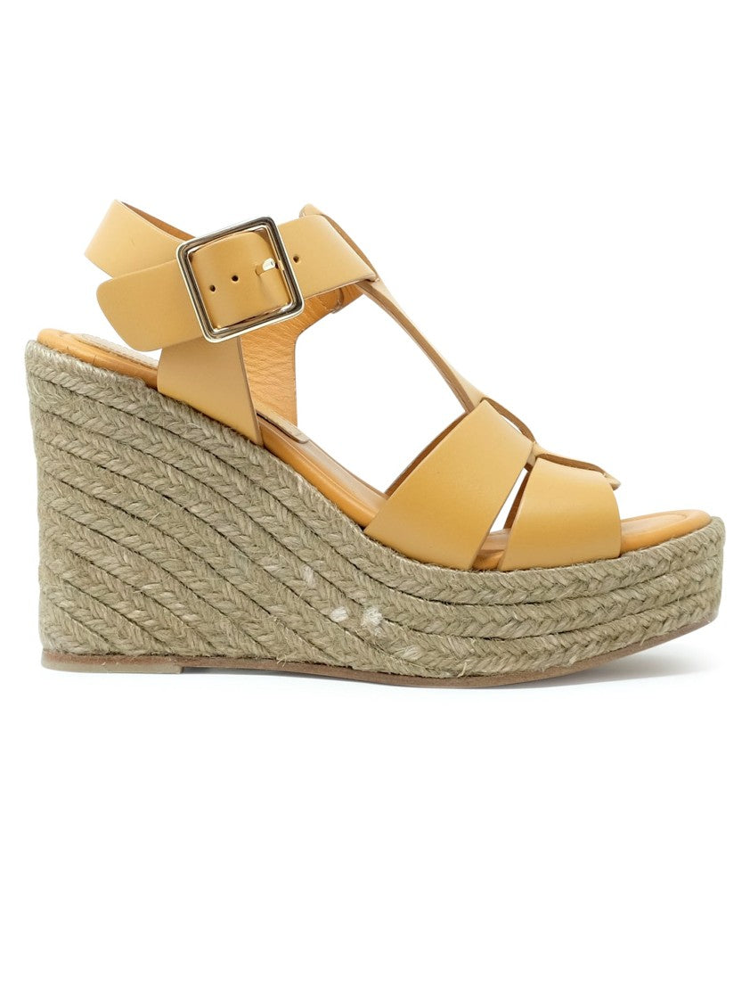 Paloma Barceló Ochre Leather Alison Wedge Sandals