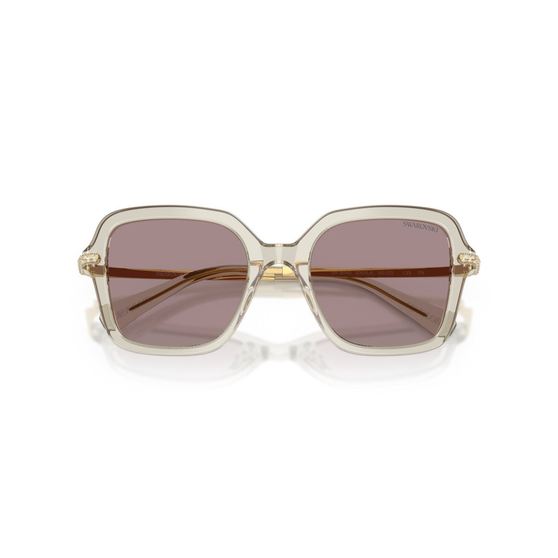 Swarovski 0Sk6040 Square Acetate Sunglasses With Translucent Beige Frame