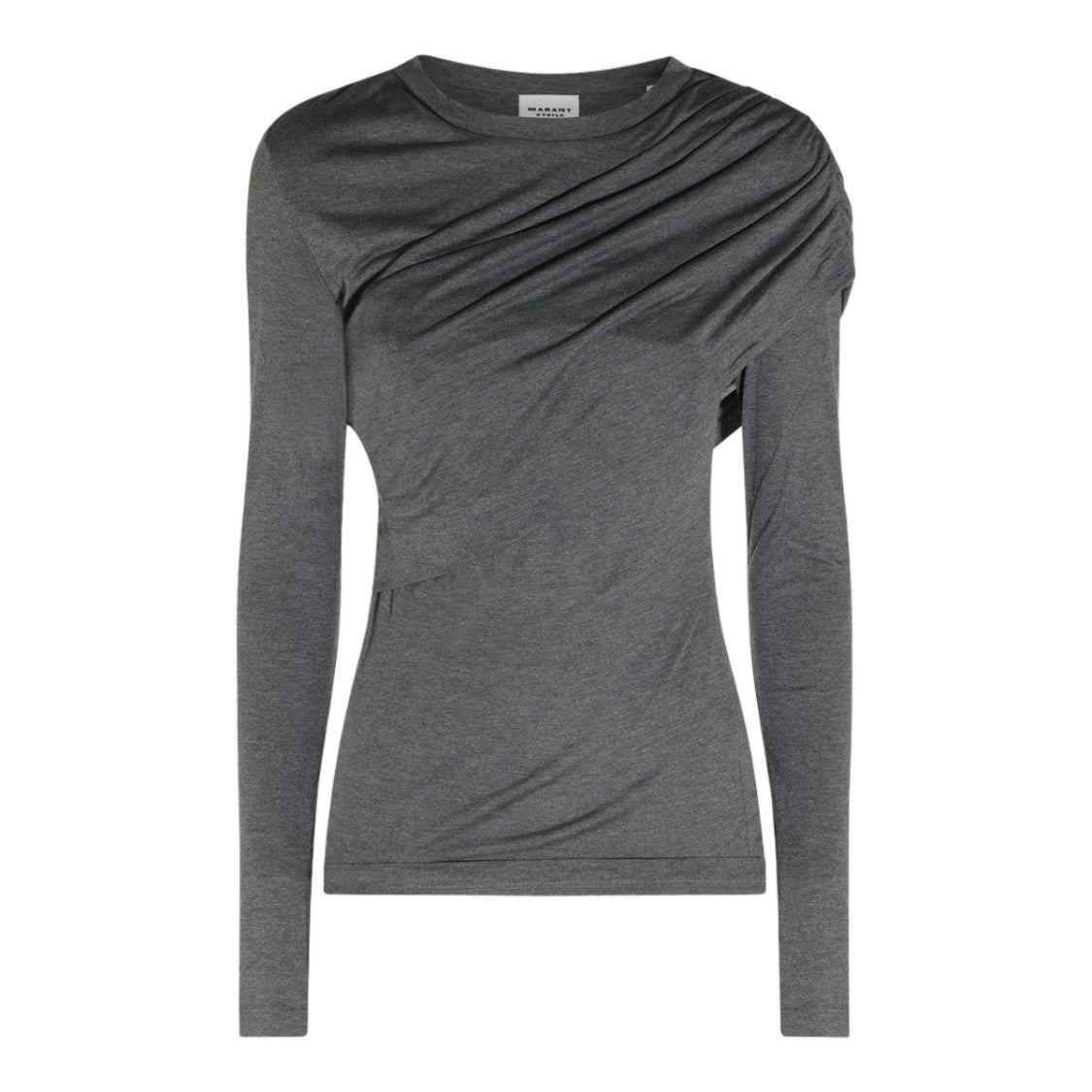 Isabel Marant Étoile Fitted Grey Top With Asymmetrical Draped Detail