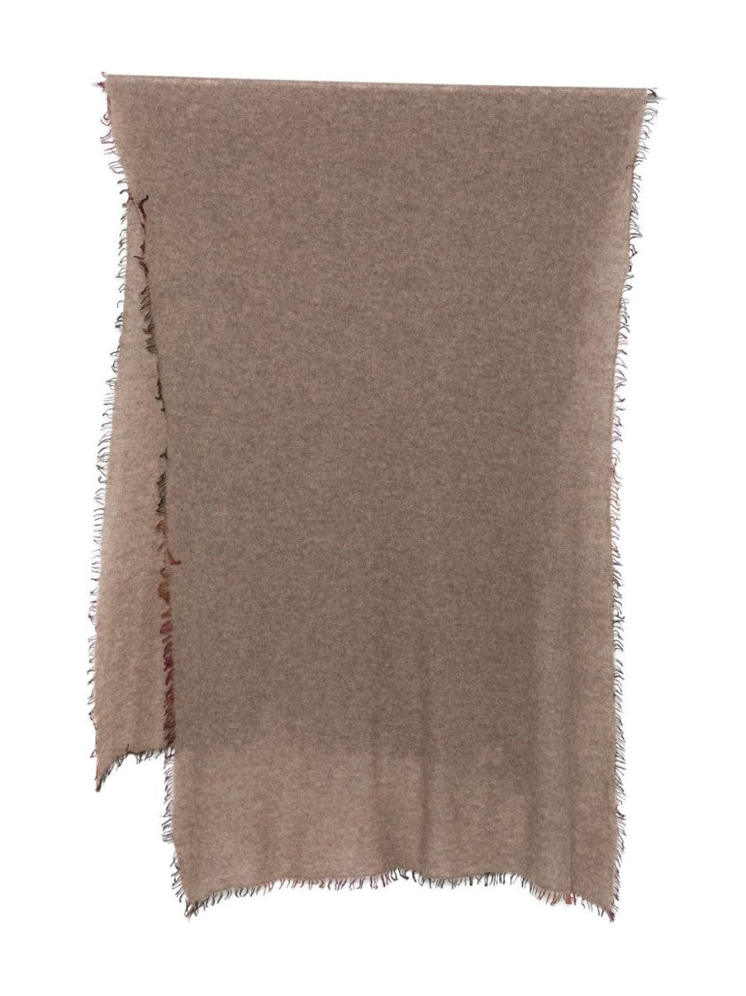Faliero Sarti Rectangular Brown Cashmere Scarf With Fringed Edges