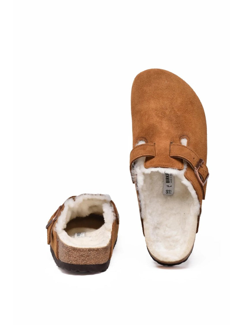 Birkenstock Brown Suede Shearling Mules