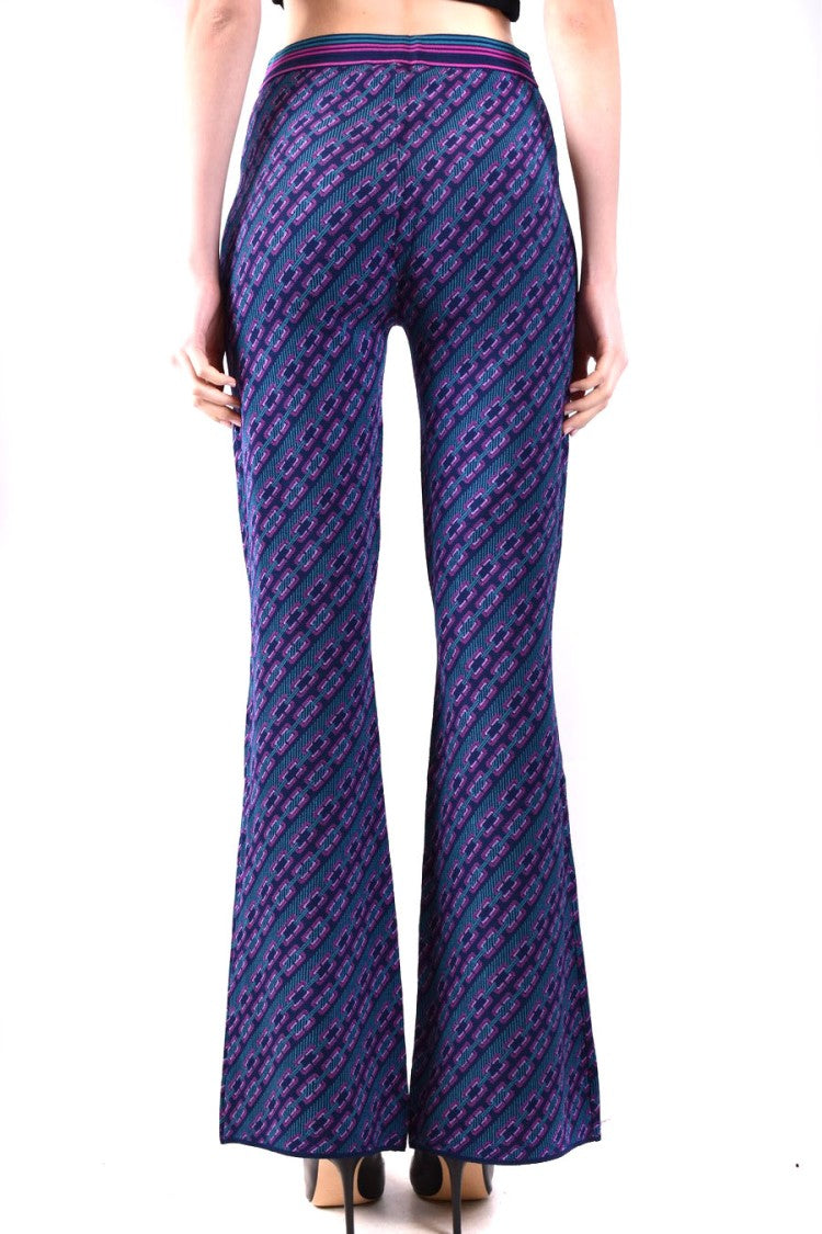 Diane Von Furstenberg Flared Multicolor Trousers Geometric Elastic Waistband
