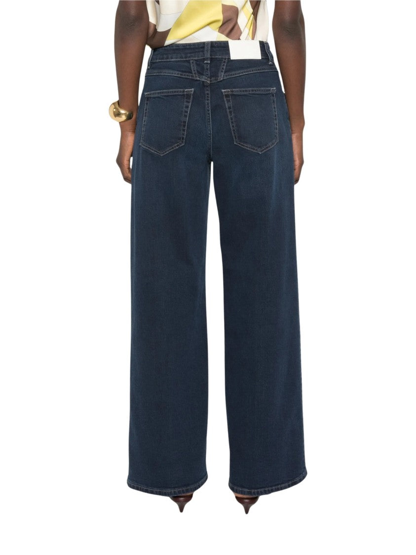 Closed Deep Indigo Blue Wide-Leg Denim Pants With High Waist