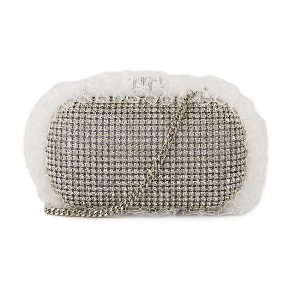 Self-Portrait Crystal Lace Detail Clutch - Synthetic - Silver
