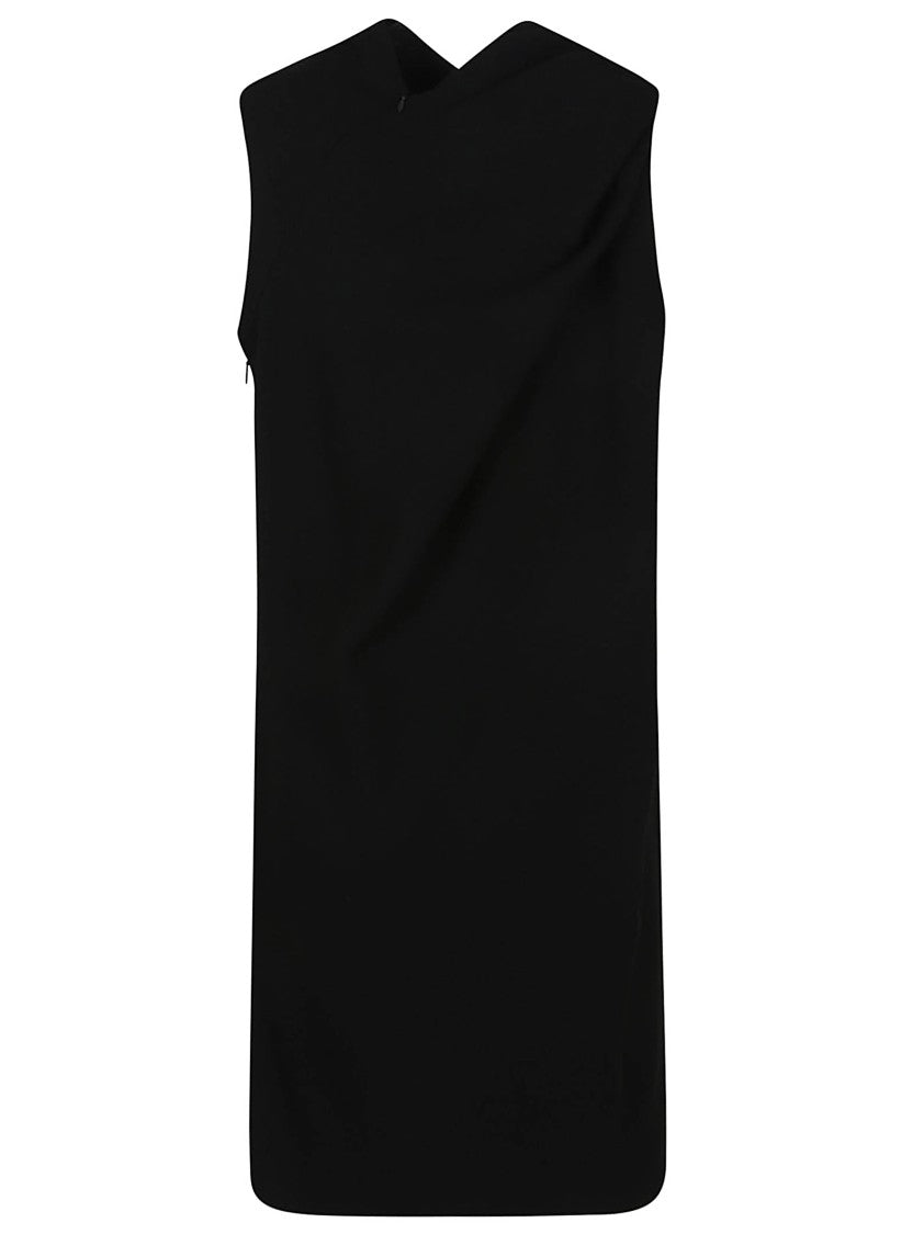 Alexander Mcqueen Black Wool Crepe Mini Dress