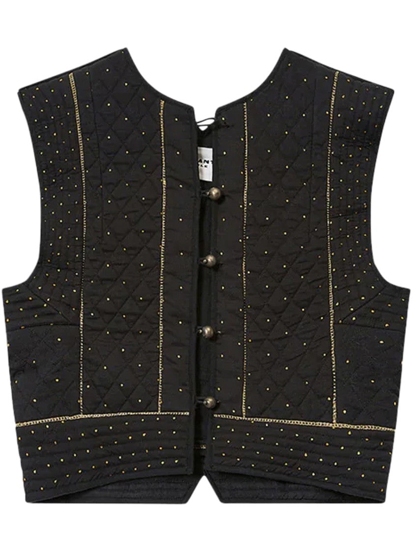 Isabel Marant Étoile Cropped Black Top With Quilted Texture
