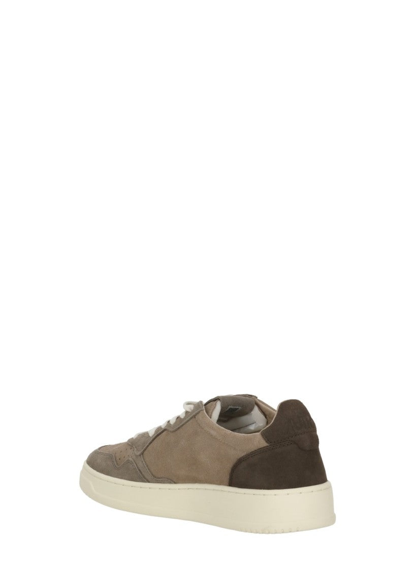 Autry Brown Suede Branded Accents Low-Top Sneakers