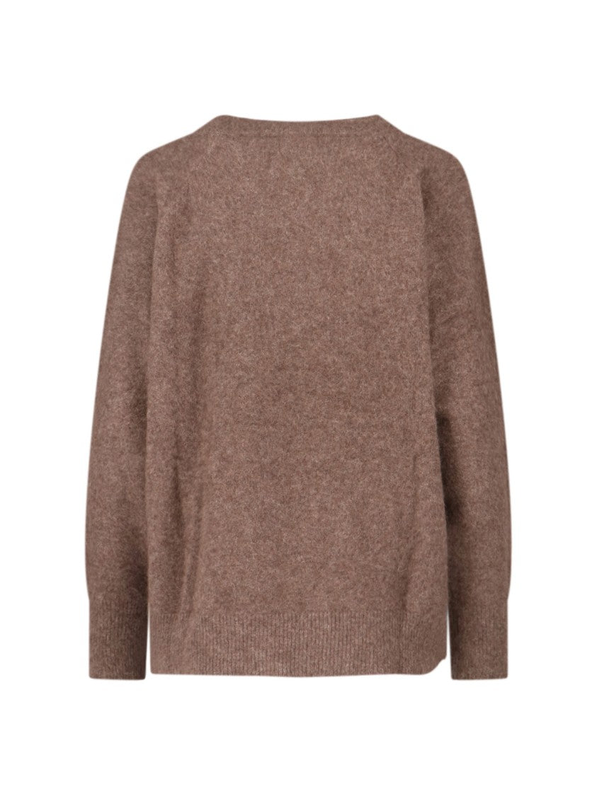 Parosh Relaxed Fit Brown Sweater With Ribbed Details