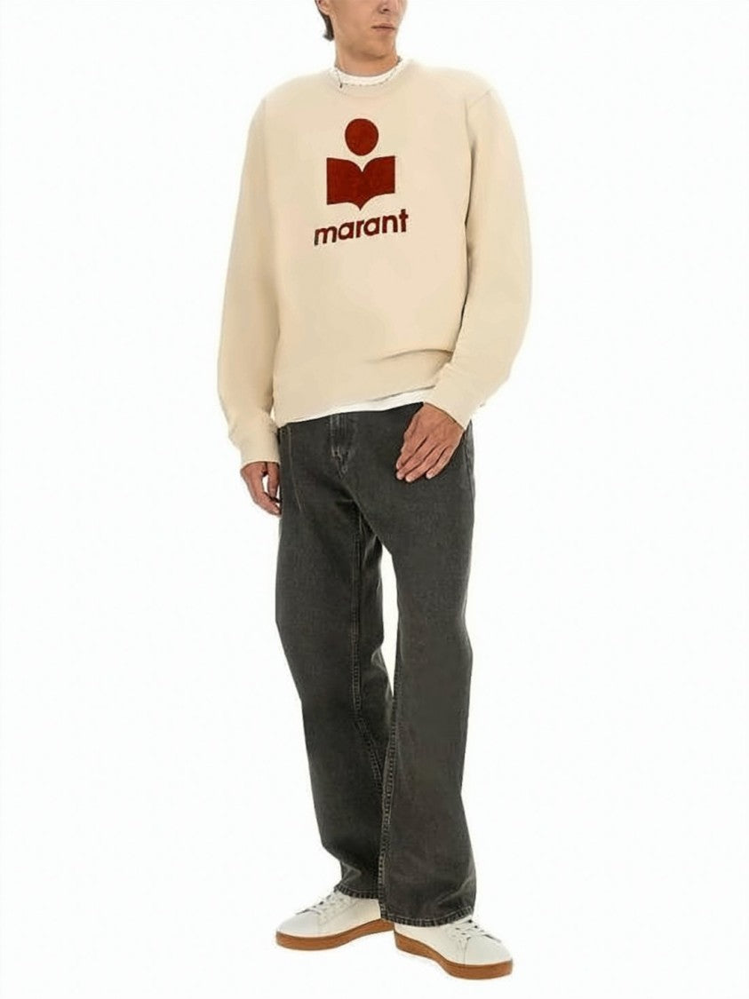 Isabel Marant Relaxed-Fit Creamy Beige Sweatshirt With Bold Rust-Red Logo