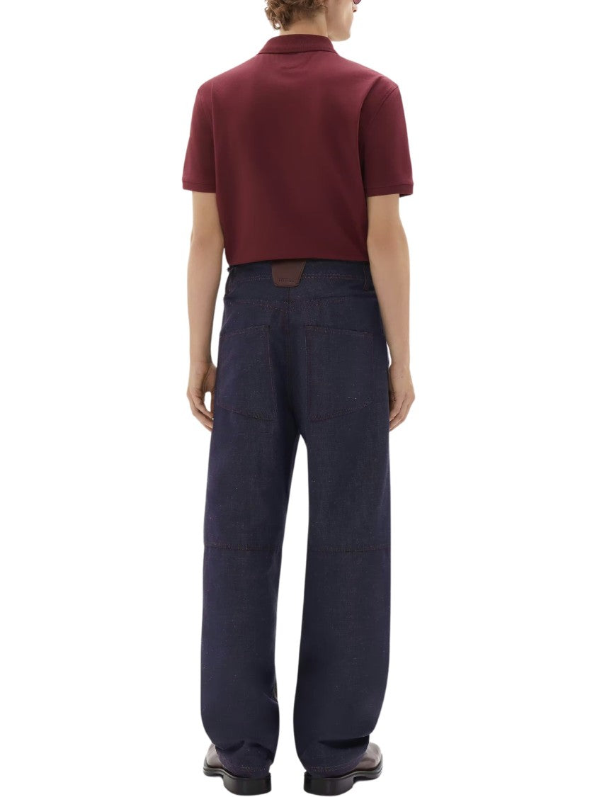 Ferrari Burgundy Prancing Horse Cotton Piqué Polo Shirt