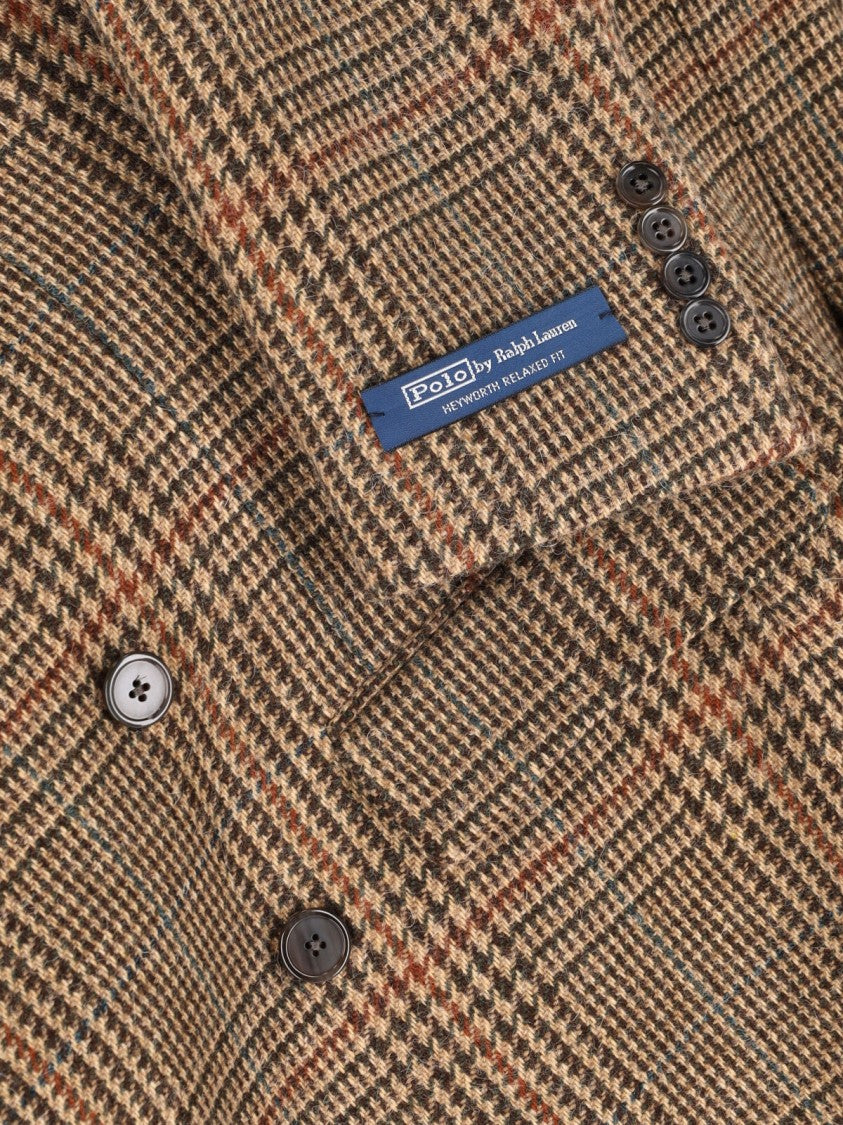 Polo Ralph Lauren Brown Prince Of Wales Wool Double-Breasted Blazer
