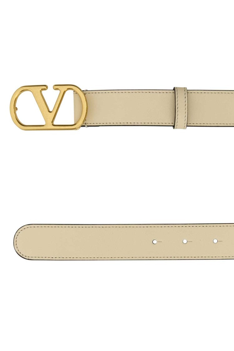 Valentino Garavani Ivory Leather Vlogo Belt