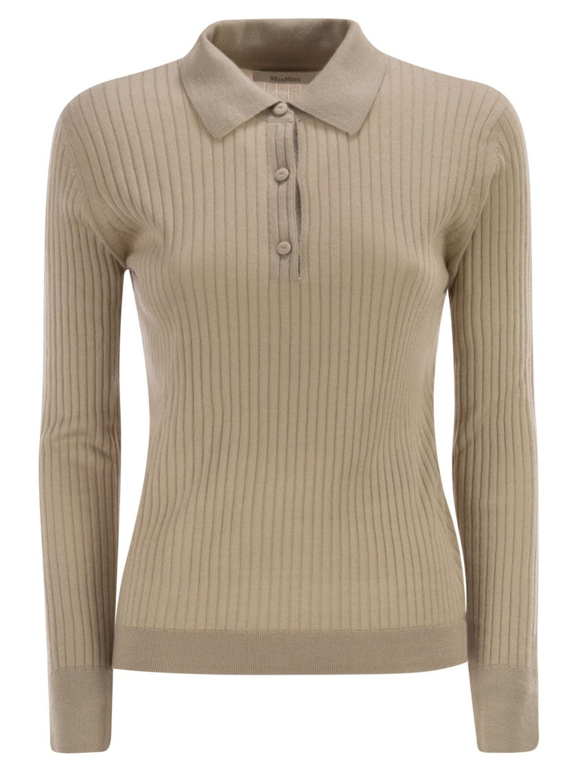 Max Mara Mxpgitano - Ribbed Knit Polo Shirt