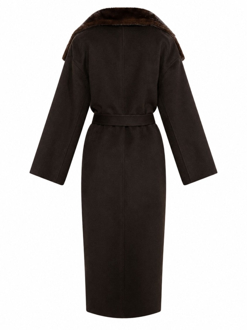 Yves Salomon 120 Cm Brown Double-Faced Wool And Cashmere Coat