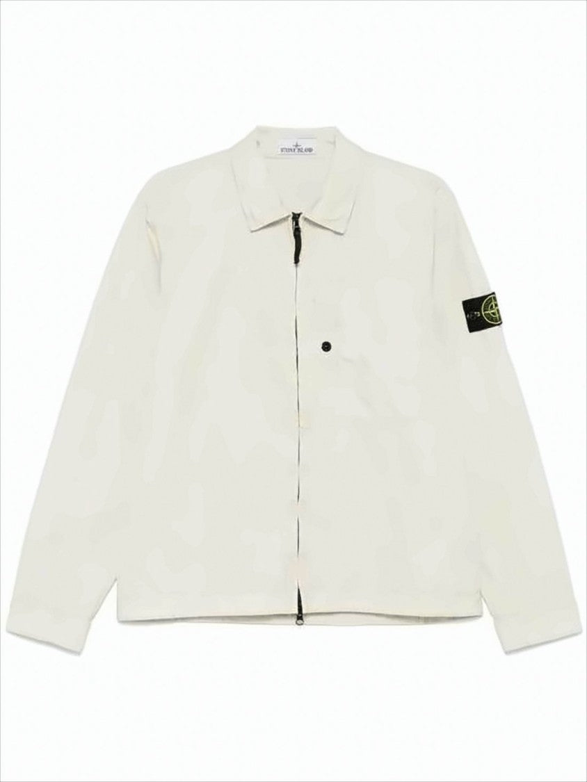 Stone Island Sand Long-Sleeve Shirt With Zipper Closure