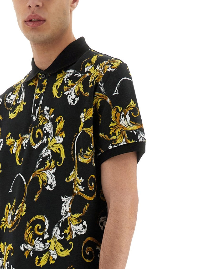 Versace Jeans Couture Baroque Pattern Polo With Classic Collar