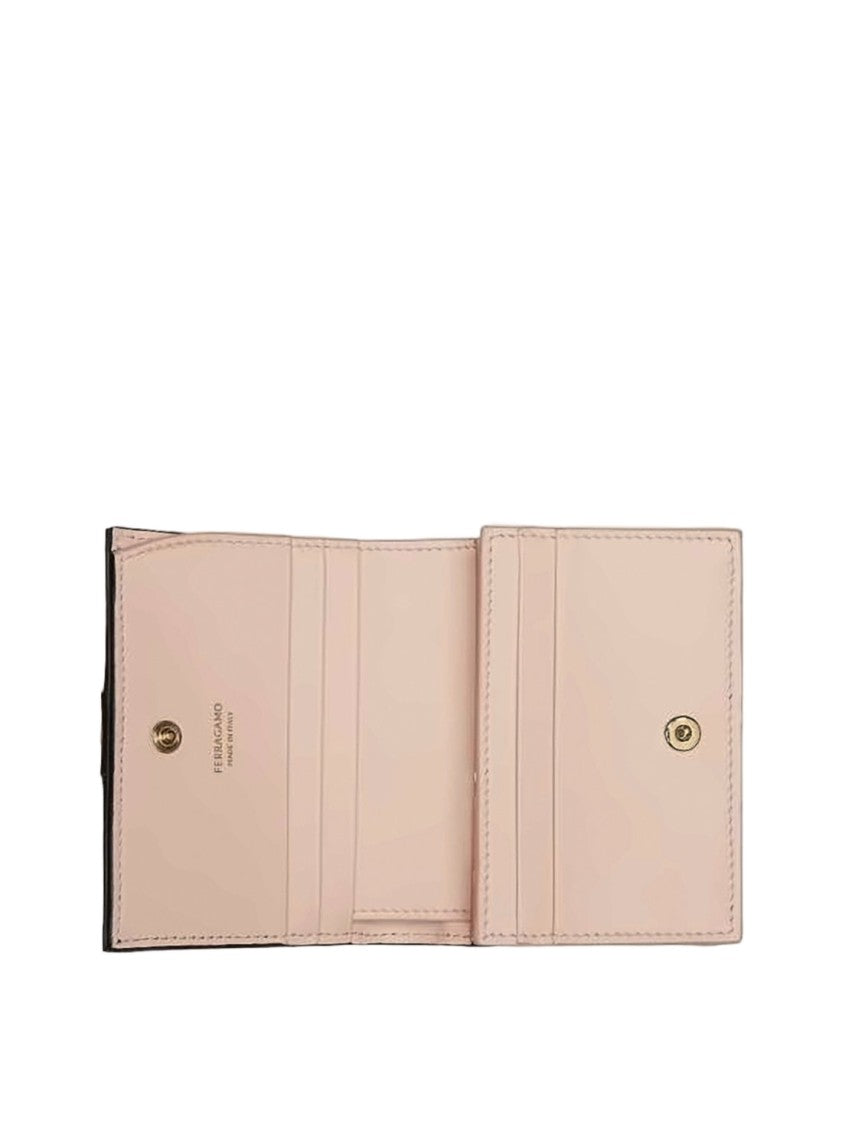 Ferragamo Rectangular Calf Leather Wallet With Gold-Tone Clasp
