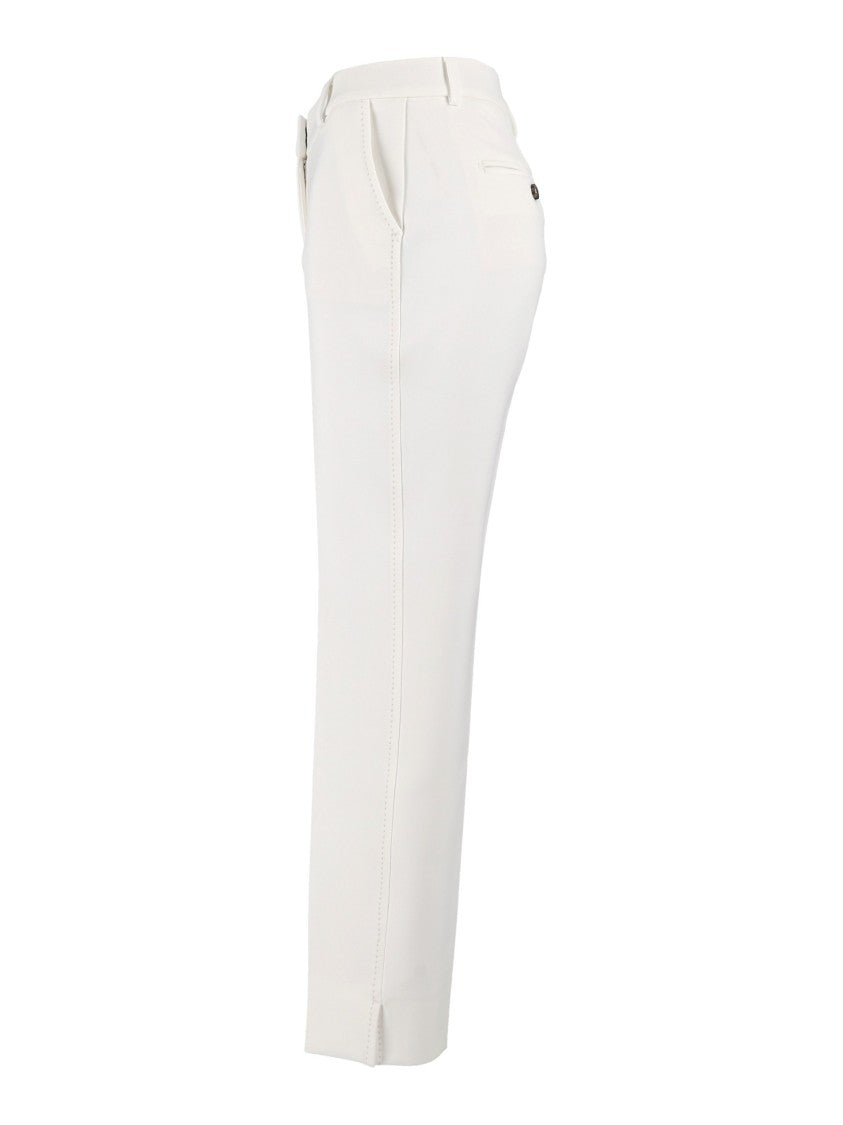 Peserico White Tailored Slim-Fit Ankle Slit Straight-Leg Pants