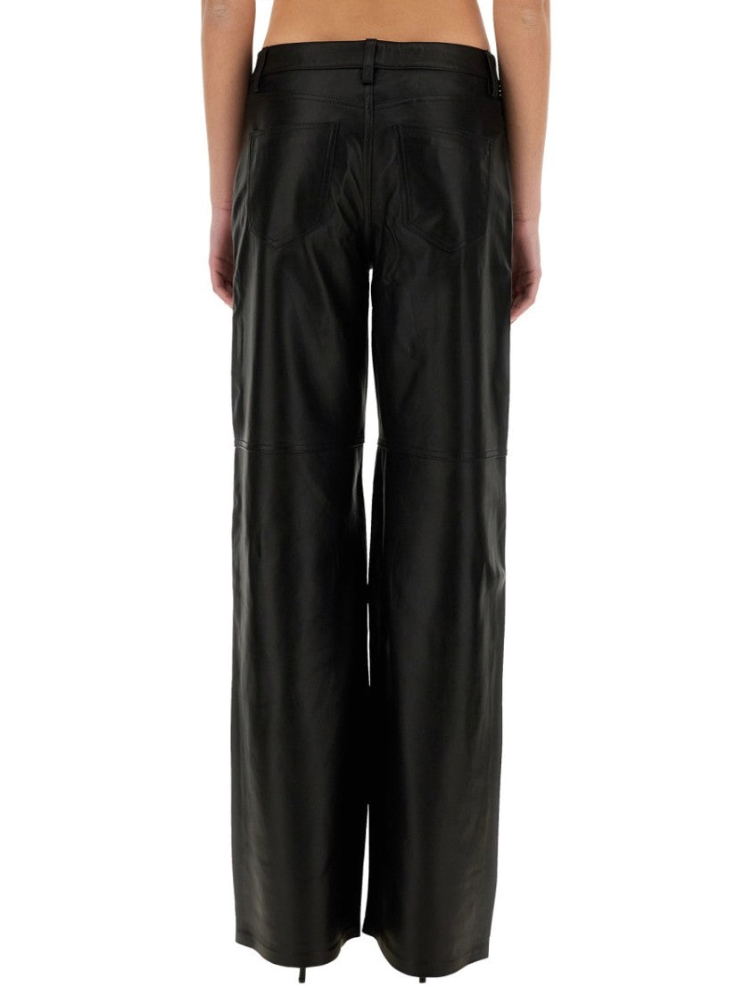 Michael Michael Kors Wide-Leg Black Lamb Leather Pants