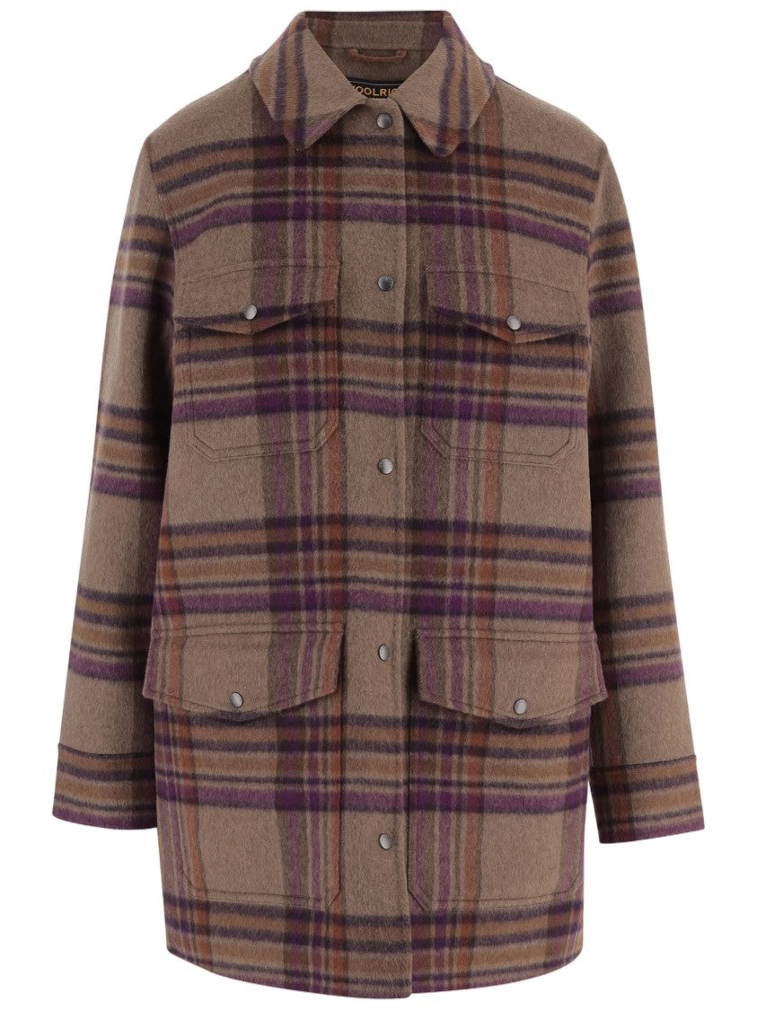 Woolrich Multi Check Pattern Wool-Blend Flap Pockets Shirt