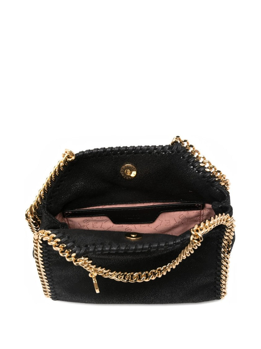 Stella Mccartney Textured Black Tiny Bag With Chain Trim