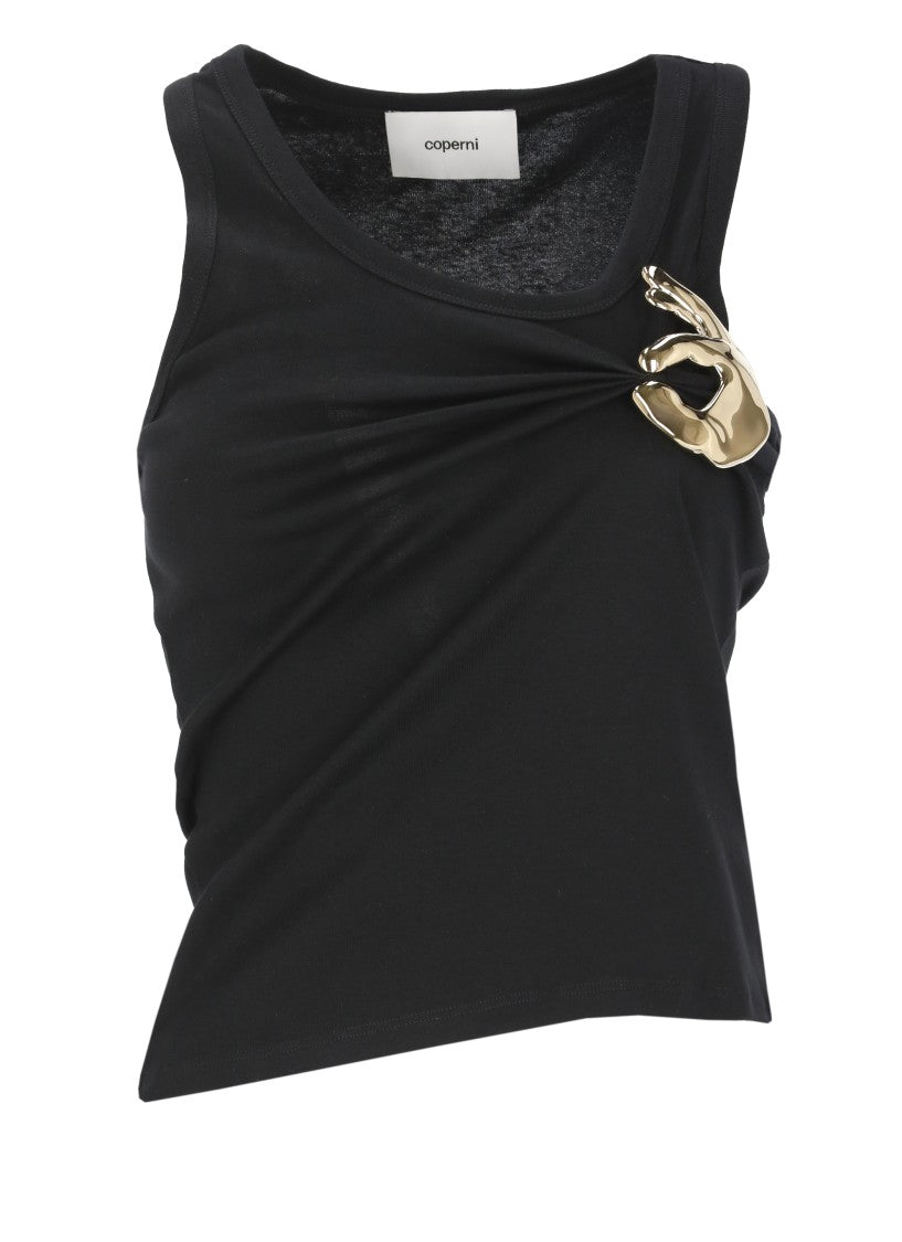 Coperni Black Emoji Metallic Pin Cotton Tank Top