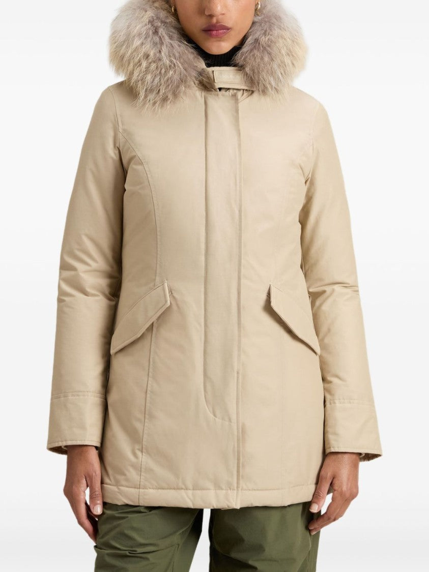 Woolrich Beige Parka With Fitted Silhouette