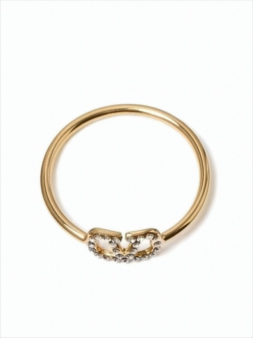 Valentino Garavani Delicate Crystal-Embellished Gold Ring With Signature Logo