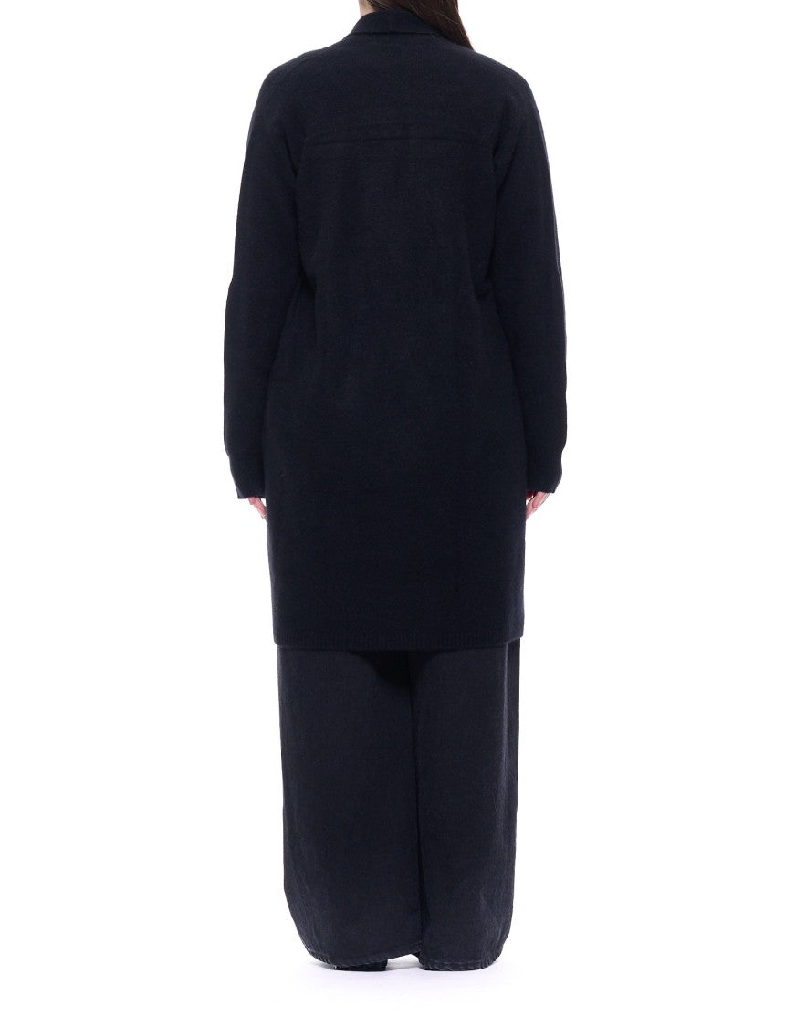 Ct Plage Long Black Cardigan With V-Neckline