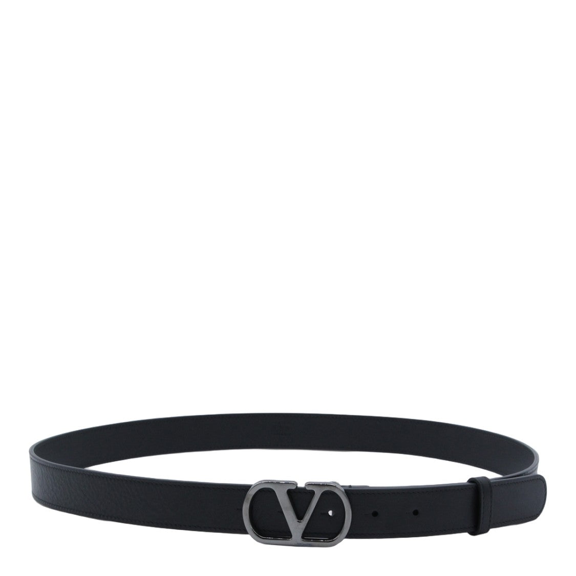 Valentino Garavani Refined Black Belt With Polished Finish