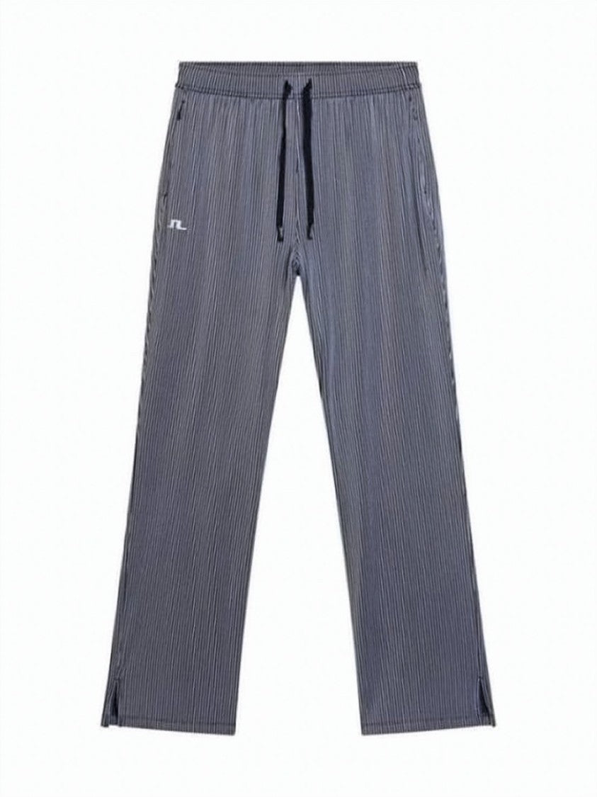 J Lindeberg Pinstripe Straight Pants With Adjustable Drawstring Waistband