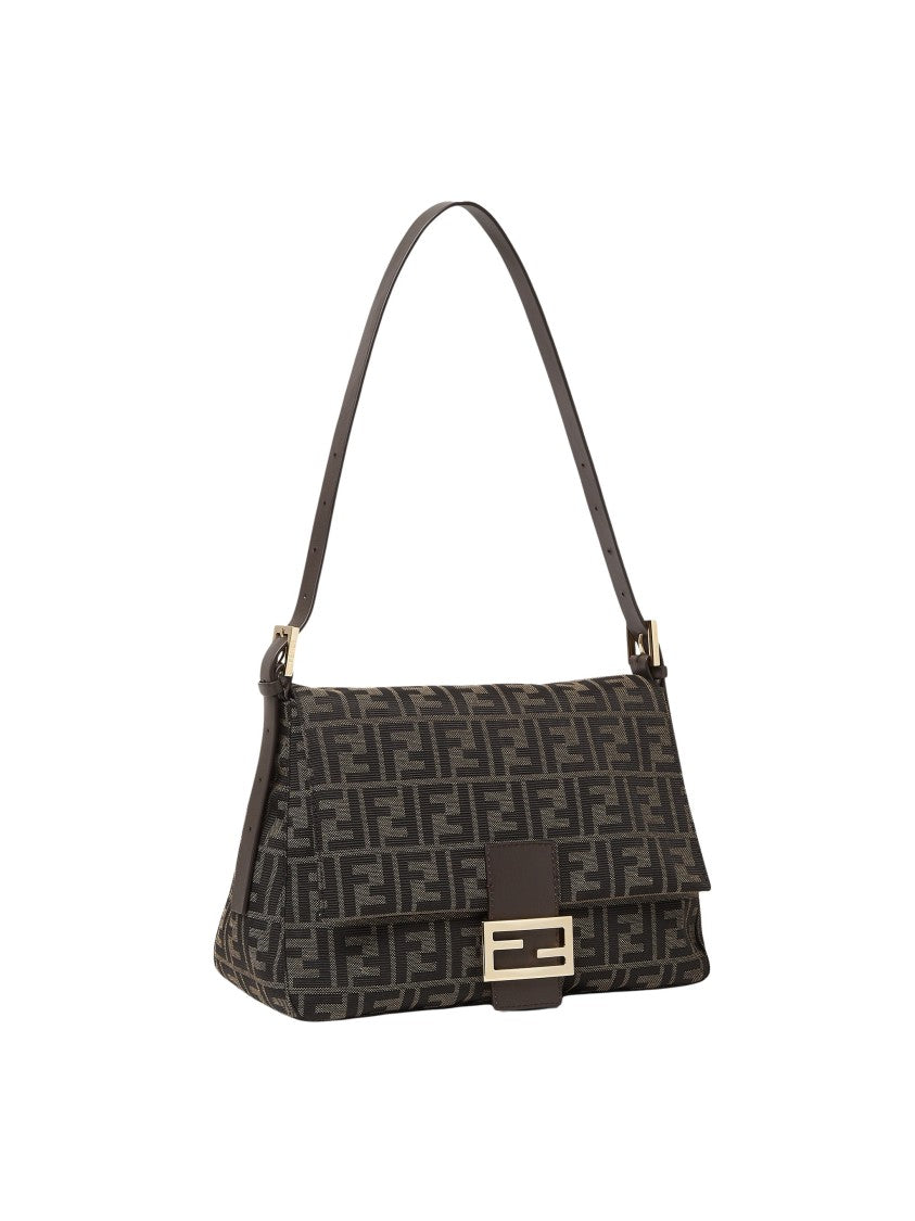 Fendi Ff Zucca Jacquard Flap Bag With Gold-Finish Hardware