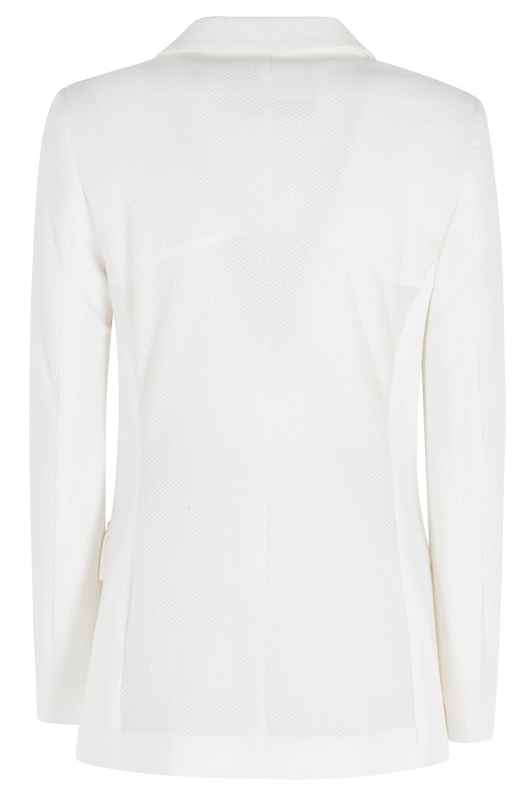 Seventy Cream Technical Mesh Double-Breasted Polyamide Blazer