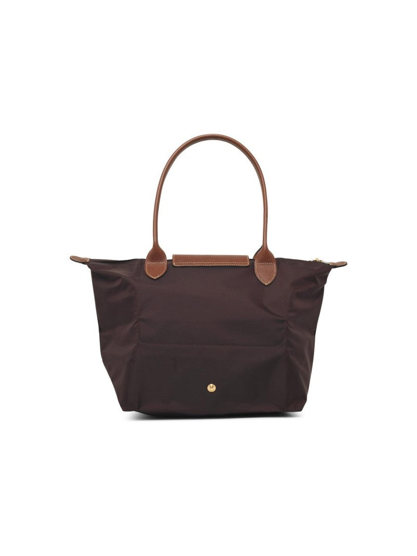 Longchamp Rectangular Nylon Shoulder Bag With Textured Leather Flap