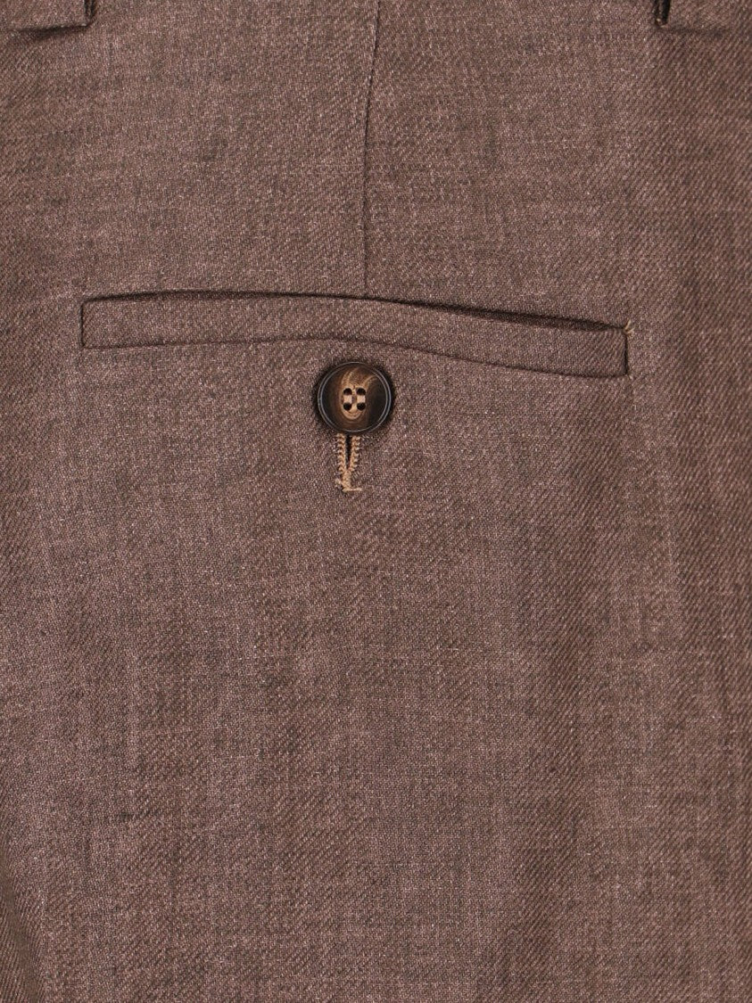 Incotex Brown Tailored Straight-Leg Linen Trousers