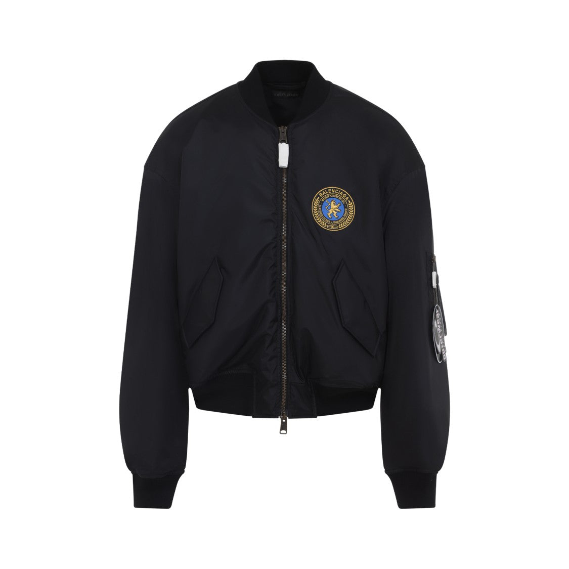 Balenciaga Large Fit Black Nylon Bomber Jacket