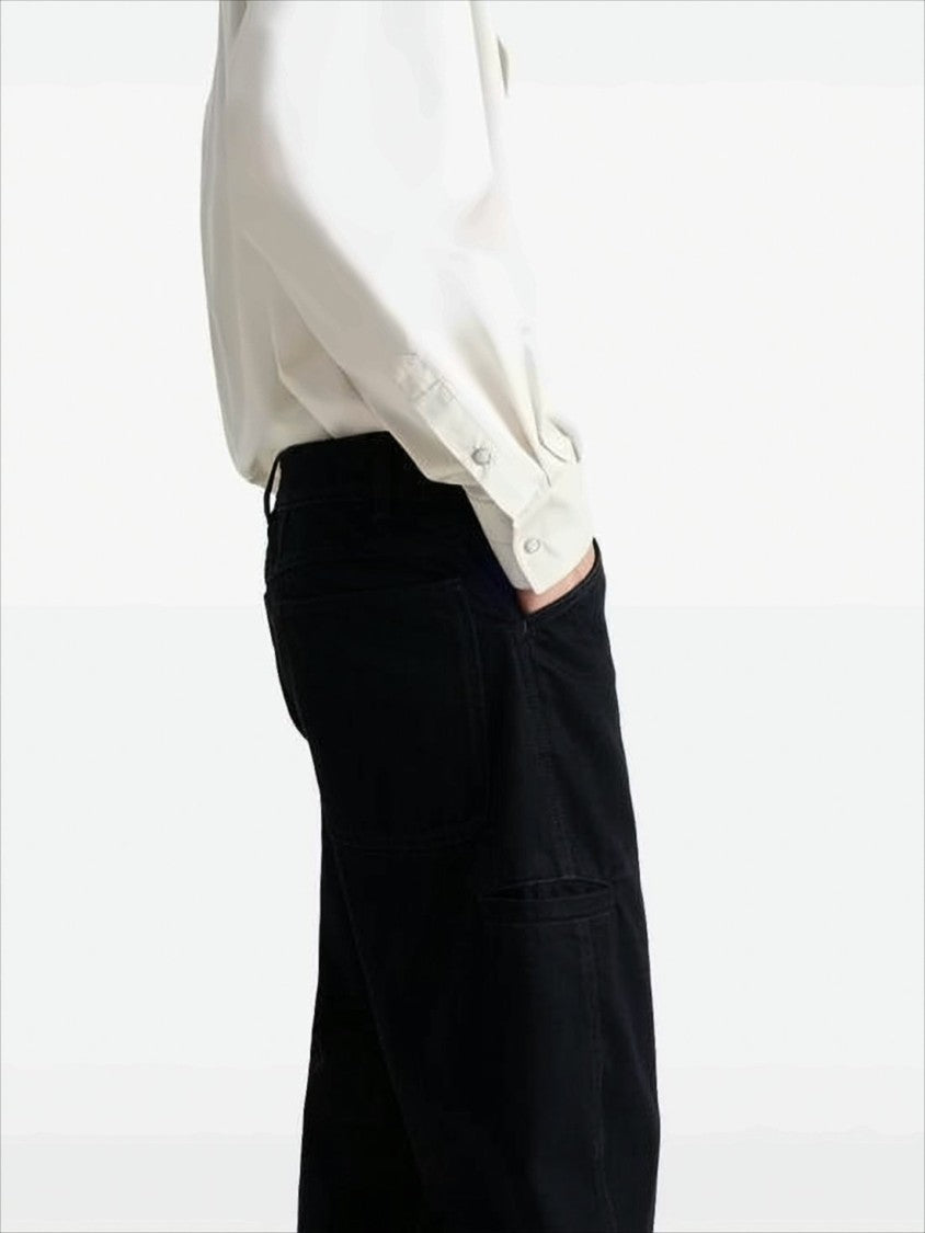 Lemaire Relaxed Black Denim Trousers With High Waist