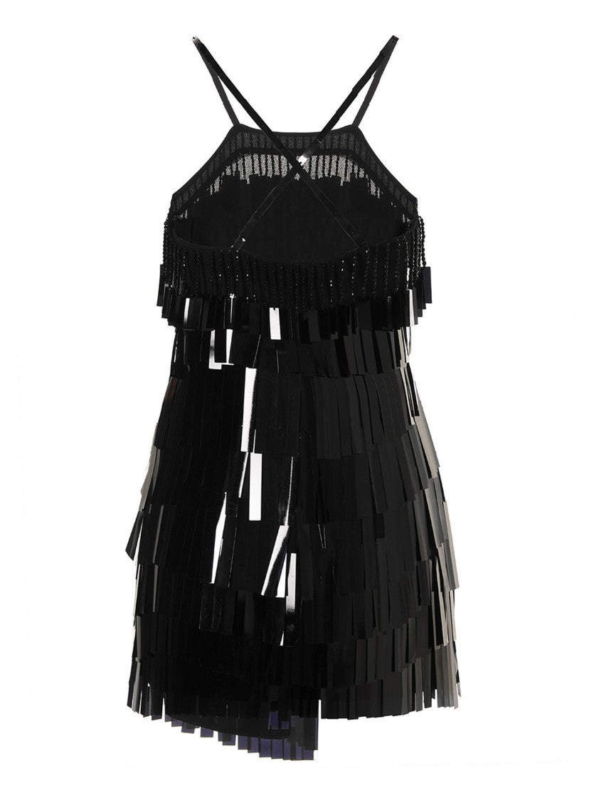 The Attico Beaded Black Sequin Mini Dress