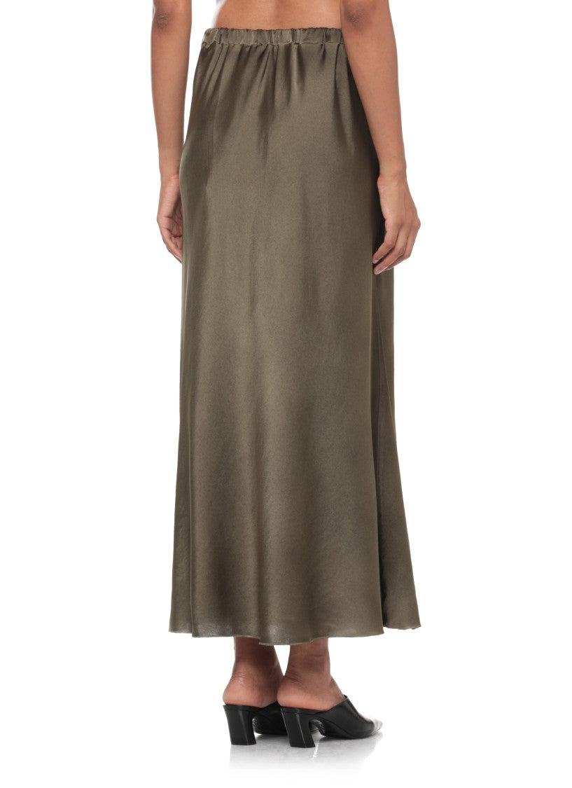 Avant Toi Flowing Silk Midi Skirt With Elastic Waistband