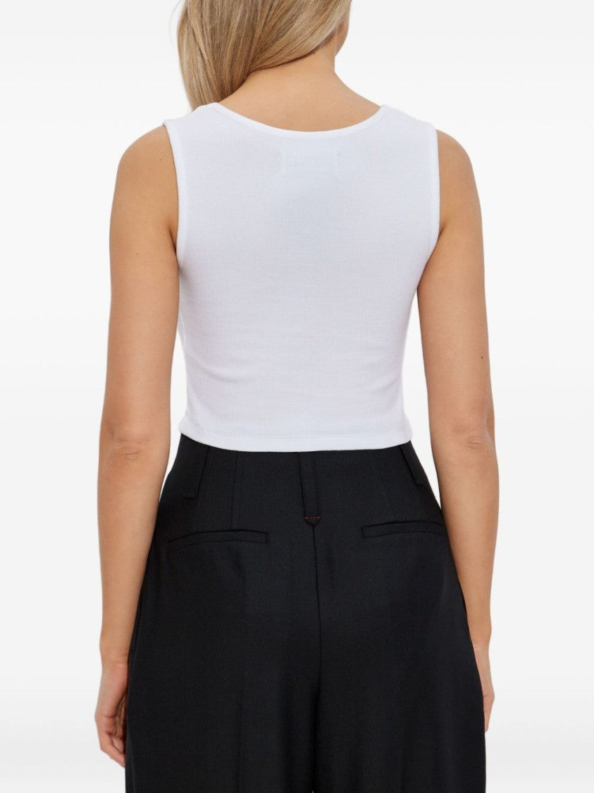 Vivienne Westwood White Ribbed Cropped Orb Top