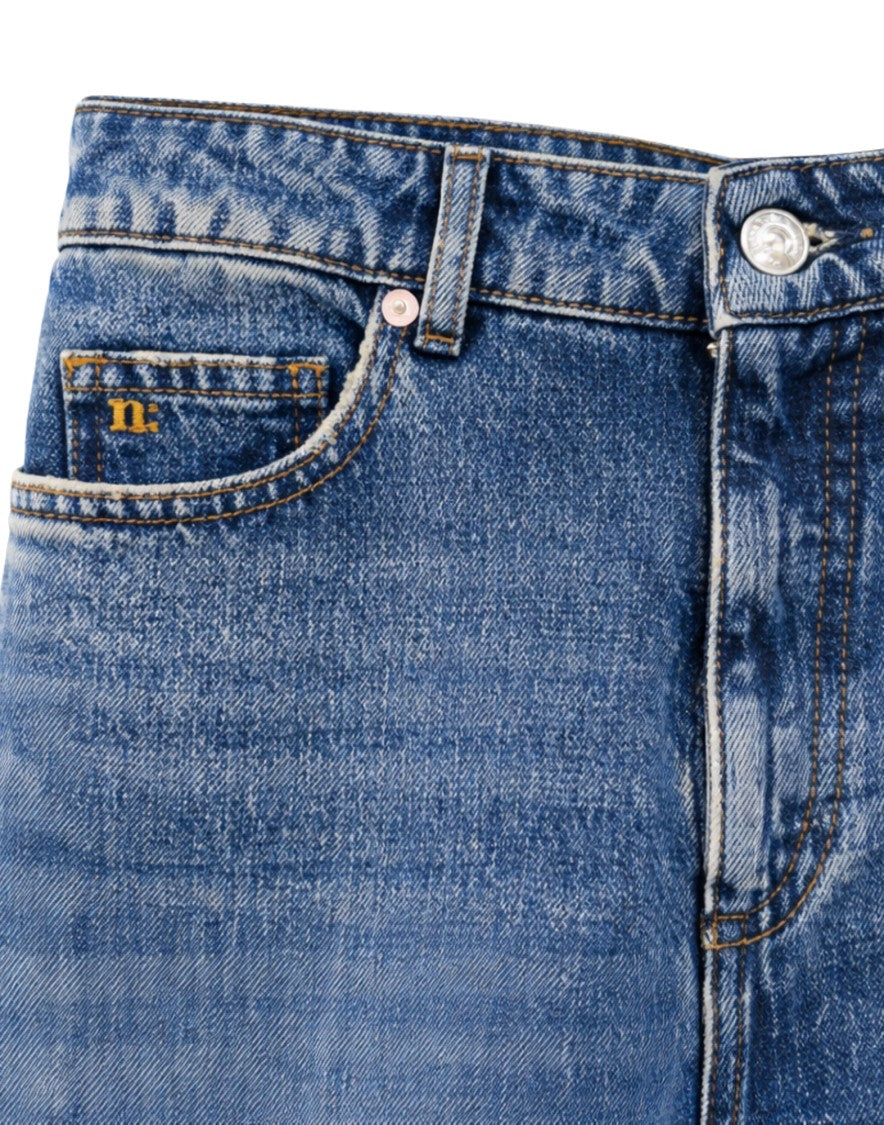 Nine In The Morning Franca Trumpet Pants With Vintage-Inspired Wash And Five-Pocket Design