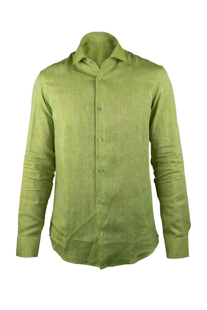 Moorer Shiny Green Linen Shirt
