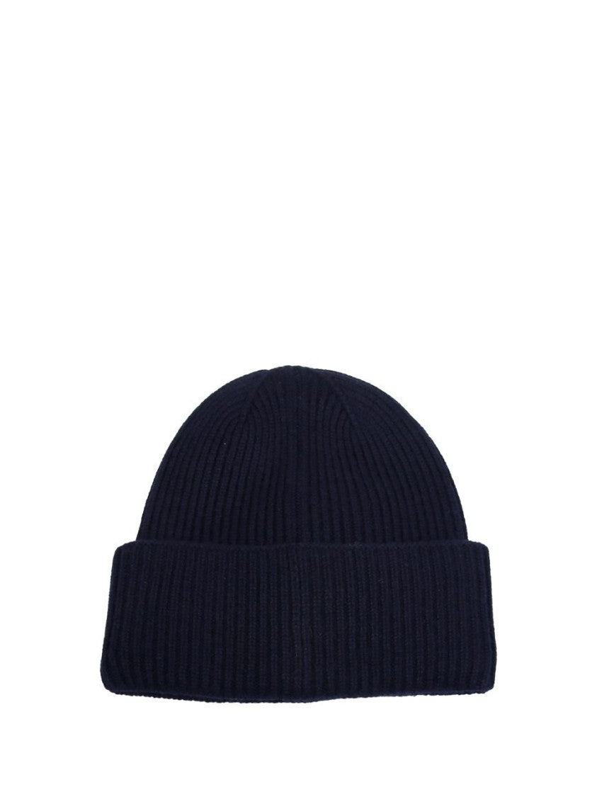 Max Mara Ribbed Cashmere Beanie With Embroidered Detail
