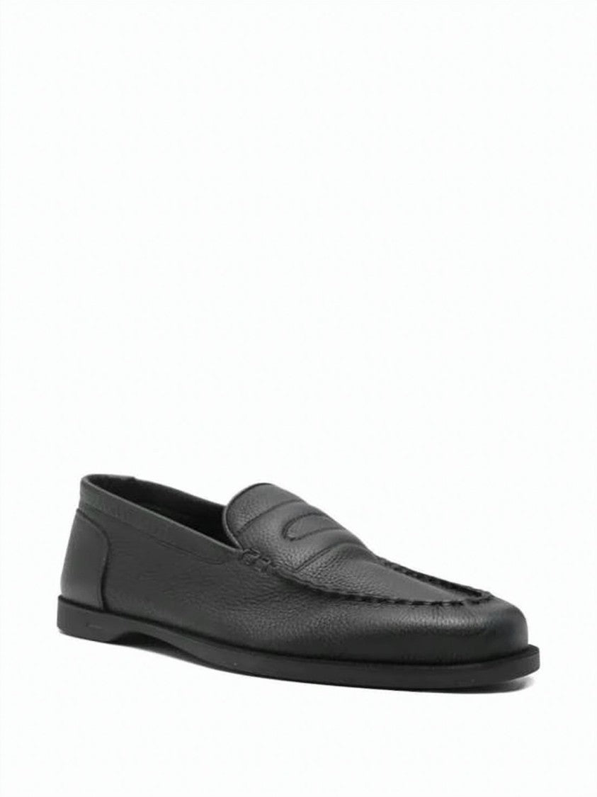 John Lobb Leather Loafer With Rounded Toe And Subtle Stitching