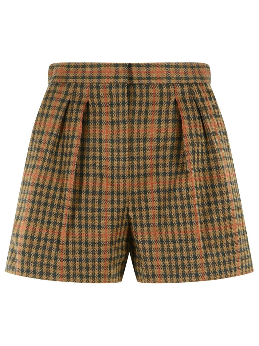 Max Mara Prince Of Wales Check Wool Blend Jersey Shorts