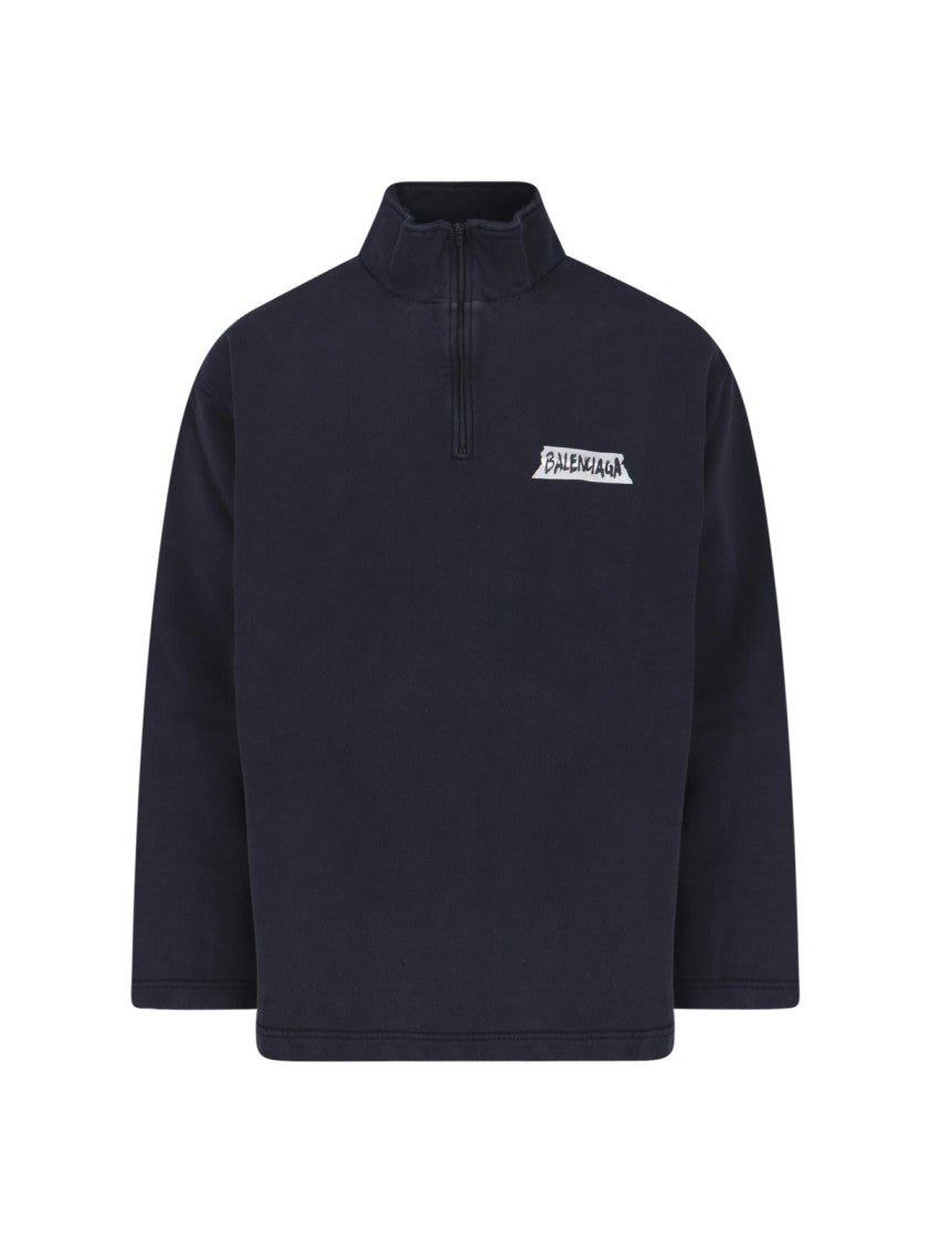 Balenciaga "Masking Tape" Zip Hoodie – Black